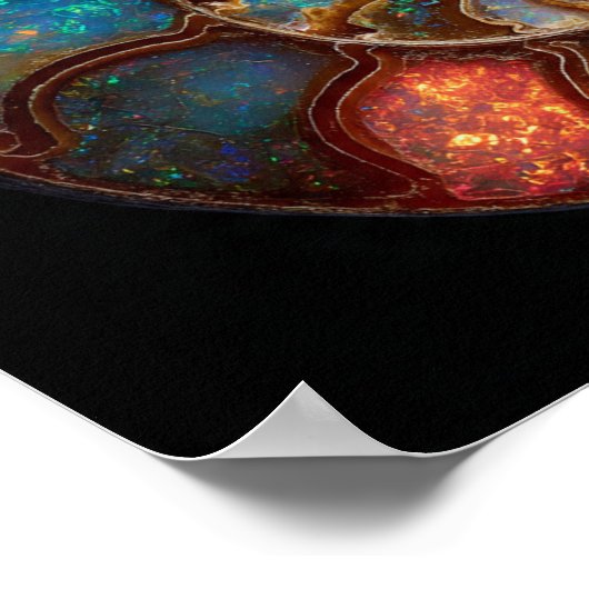Iridescent Opalized Ammonite Fossil Detail ポスター (角)