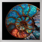 Iridescent Opalized Ammonite Fossil Detail ポスター (正面)
