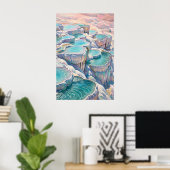 Iridescent Pamukkale Thermal Pools in Turkey Print ポスター (ホームオフィス)