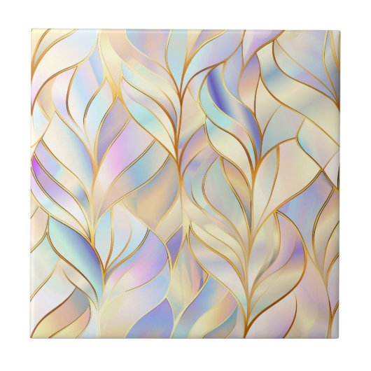 Iridescent Pastel Abstract Ceramic Tile タイル (正面)