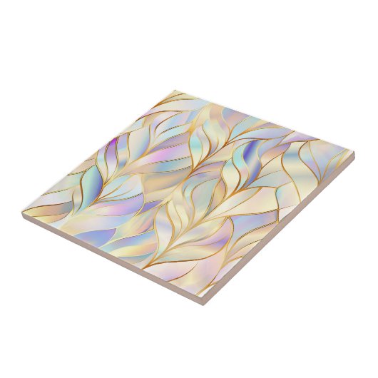 Iridescent Pastel Abstract Ceramic Tile タイル (側面)