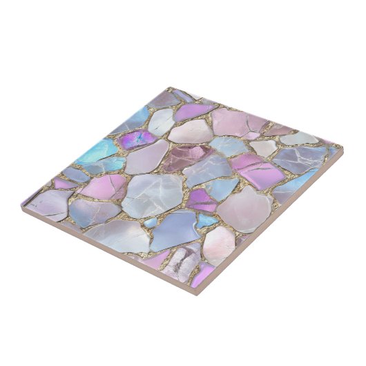 Iridescent Pastel Gemstone Gold Mosaic タイル (側面)
