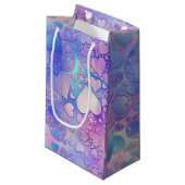 Iridescent Pastel Kawaii Heart Pattern Design スモールペーパーバッグ (正面アングル)