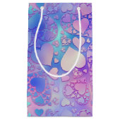 Iridescent Pastel Kawaii Heart Pattern Design スモールペーパーバッグ (正面)