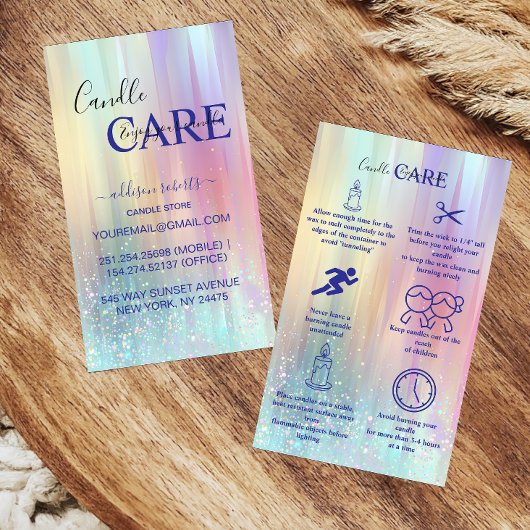 Iridescent Pastel Luxury Candle Care 名刺
