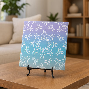 Iridescent Pastel Purple Teal Ombre Elegant Ornate タイル
