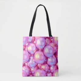 Iridescent Pink Glossy 3D Bubble Pattern Aesthetic トートバッグ