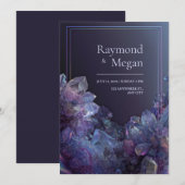 Iridescent Purple Amethyst Holographic Frame 招待状 (正面/裏面)