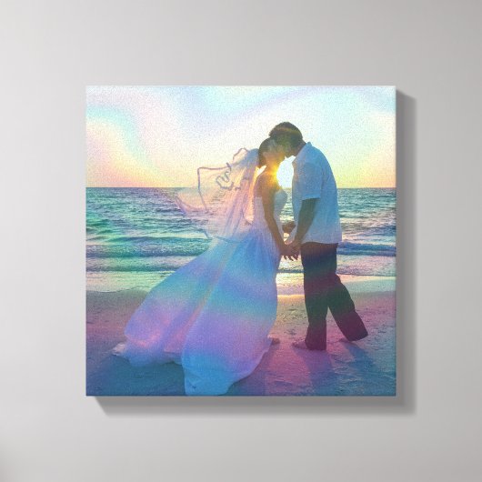 Iridescent Rainbow Overlay Wedding Photo キャンバスプリント (正面)