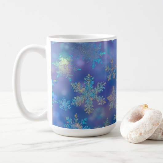 Iridescent snowflakes コーヒーマグカップ (ドーナツ)