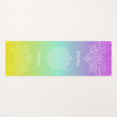 Iridescent Teal Rainbow Gradient Mandala With Name ヨガマット (正面(横))