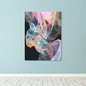Iridescent Thread Vortex Teal Magenta Glow キャンバスプリント (インサイチュ (ウッドフロア))