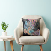 Iridescent Thread Vortex Teal Magenta Glow クッション (椅子)