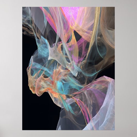 Iridescent Thread Vortex Teal Magenta Glow ポスター (正面)