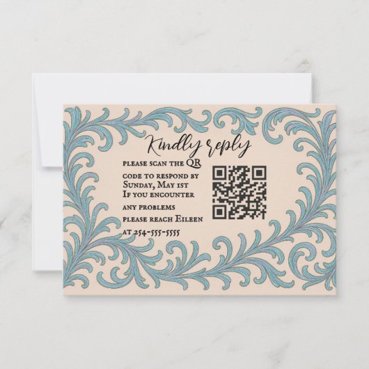 Iridescent Vow QR Code Wedding RSVP Card (正面)