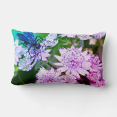 Iridescent Wasp On Flowers Art ランバークッション (裏面)