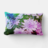 Iridescent Wasp On Flowers Art ランバークッション (正面)