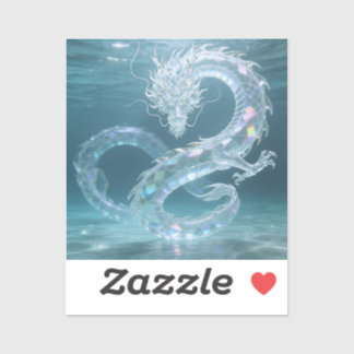 Iridescent Water Dragon Art Fantasy Dragon Design  シール