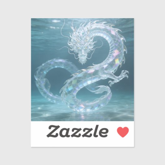 Iridescent Water Dragon Art Fantasy Dragon Design  シール (シート)