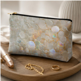 Iridescent White Pearl Bubble Opalescent Cream アクセサリーポーチ