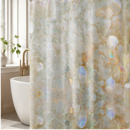 Iridescent White Pearl Bubble Opalescent Cream シャワーカーテン
