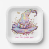 Iridescent Witch Hat Birthday  ペーパープレート (正面)