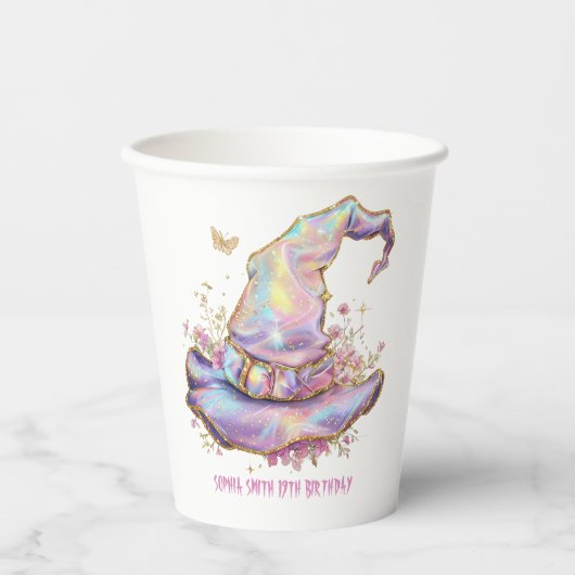 Iridescent Witch Hat Birthday 紙コップ (正面)