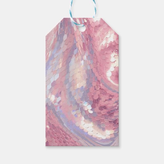 Iridesecent Pink and Purple Sequin ギフトタグ (正面)