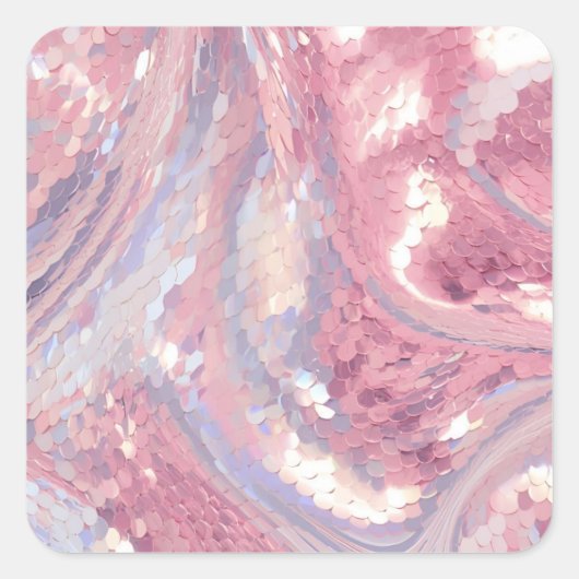 Iridesecent Pink and Purple Sequin スクエアシール (正面)