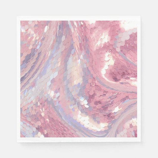 Iridesecent Pink and Purple Sequin スタンダードランチョンナプキン (正面)