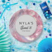 Iridesecent Pink and Purple Sequin ペーパープレート (パーティー)