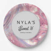 Iridesecent Pink and Purple Sequin ペーパープレート (正面)