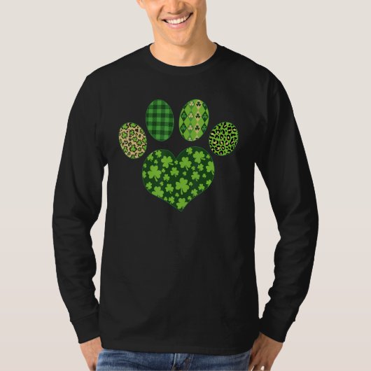 Iriish Cute Dog Paw C St Patrick's Day Lucky Shamr Tシャツ (正面)