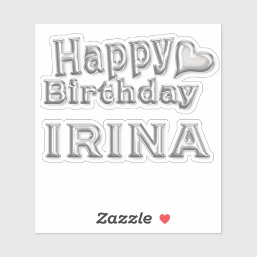 Irina Happy Birthday silver Aufkleber Sticker シール (シート)