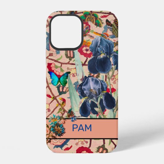 IRISとWILLIAM MORRIS iPhone 12ケースDIY名 iPhoneケース (裏面)