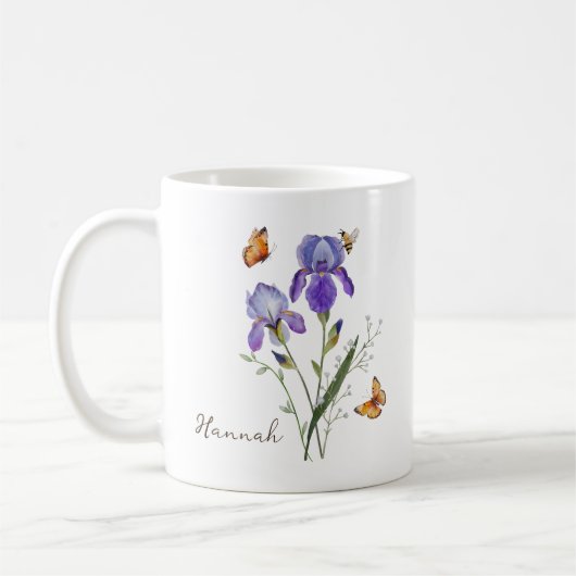 Iris Birth Month Flower コーヒーマグカップ (左)