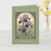 Iris Birthday Flowers February Art Nouveau Style カード (黄色い花)