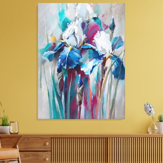 Iris Bloom – Modern Impressionist Floral Wall Art  キャンバスプリント (インサイチュ (リビング))
