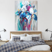Iris Bloom – Modern Impressionist Floral Wall Art  キャンバスプリント (インサイチュ (寝室))