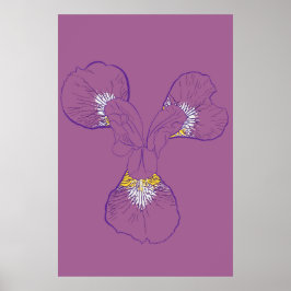 Iris Botanical Line Art ポスター