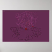 Iris Botanical Line Art ポスター (正面)