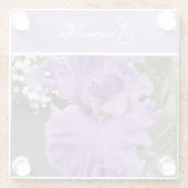 Iris Flower Flowers Purple Lavender Womans Name ガラスコースター (裏面)