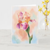 Iris Flower in Pink Watercolor Art Note Card カード (黄色い花)