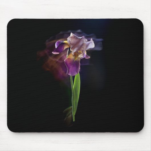 Iris flower on a black background. Long exposure. マウスパッド (正面)