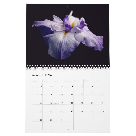 Iris Flower Photography  カレンダー (3月 2026)