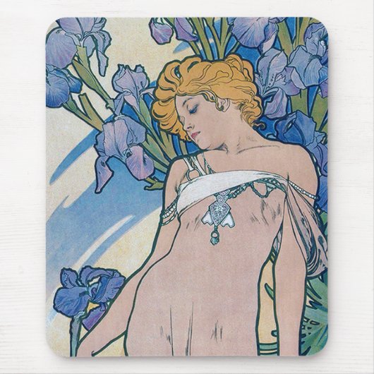 Iris (Four Flowers), Alphonse Mucha マウスパッド (正面)