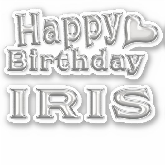 Iris Happy Birthday silver Aufkleber Sticker シール (正面)