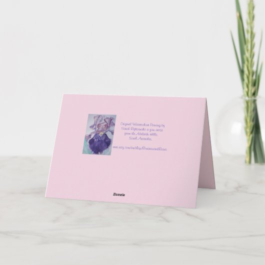 Iris Irises Flower Happy Birthday Womans Name Card カード (裏面)