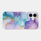 Iris Lumière Luxury Lavender Aqua Watercolor iPhone 16ケース (裏面横)