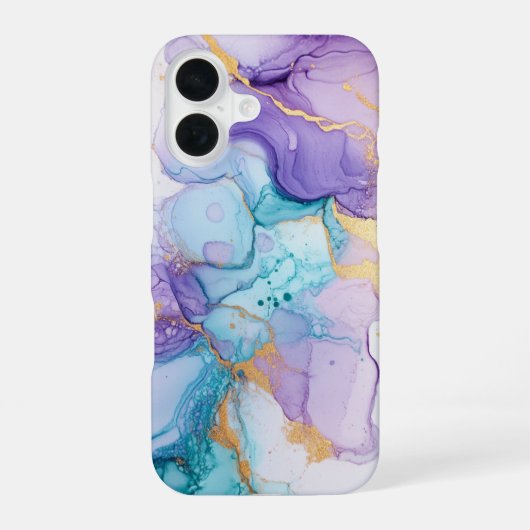 Iris Lumière Luxury Lavender Aqua Watercolor iPhone 16ケース (裏面)